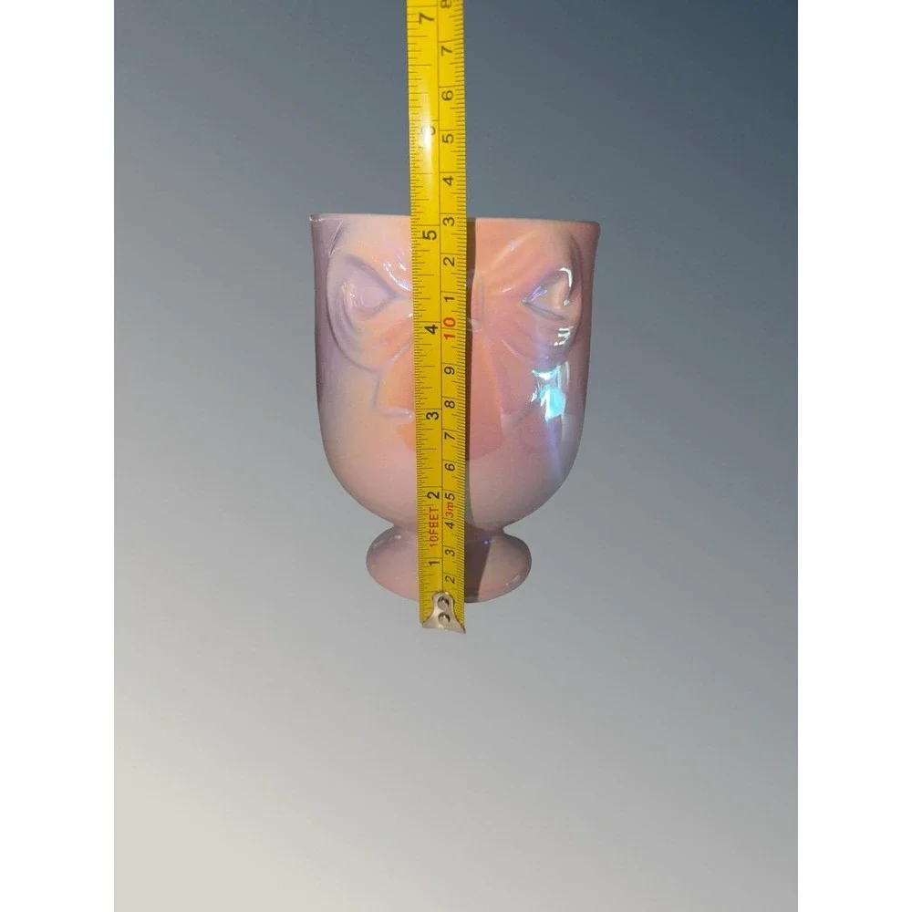 Retired Target Bullseye Playground Iridescent Pink Bow Ceramic Holder *read